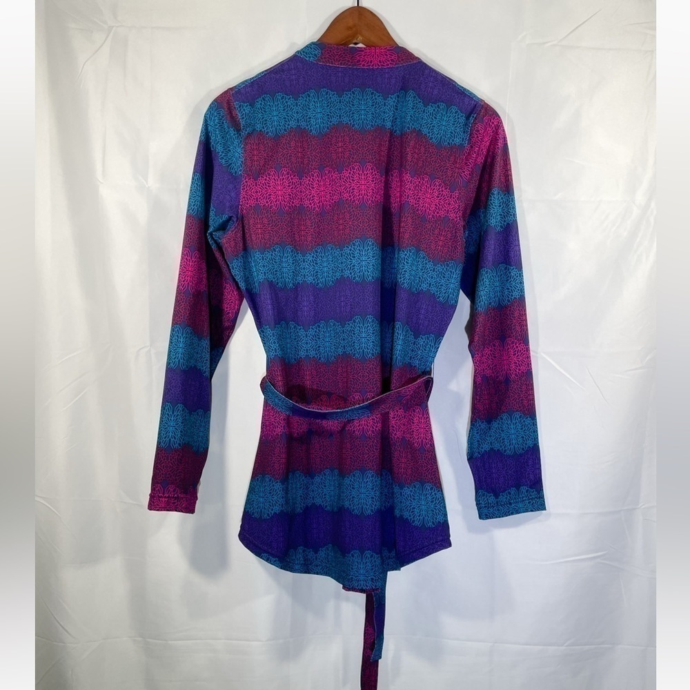 Merrell Tunic Womens Tie Waist Long Sleeve Top Floral Soft Opti Wick Shirt Small - Picture 2 of 7